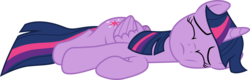 Size: 9343x3002 | Tagged: safe, artist:cloudy glow, twilight sparkle, alicorn, pony, g4, twilight's kingdom, .ai available, absurd resolution, defeated, eyes closed, female, folded wings, lying down, mare, on side, simple background, solo, transparent background, twilight sparkle (alicorn), vector