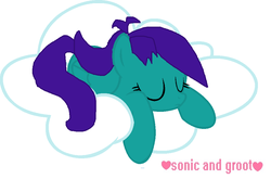 Size: 974x644 | Tagged: safe, artist:sonicandgroot, oc, oc only, cloud, digital art, mighty magiswords, sleeping, solo