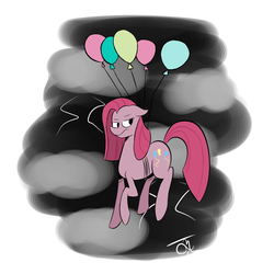Size: 2000x2000 | Tagged: safe, artist:goldenled, pinkie pie, g4, balloon, female, high res, pinkamena diane pie, solo, then watch her balloons lift her up to the sky