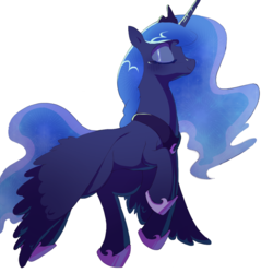 Size: 1000x1000 | Tagged: safe, artist:bluedrg19, artist:fornicata, princess luna, alicorn, pony, g4, eyes closed, female, mare, simple background, smiling, solo, white background