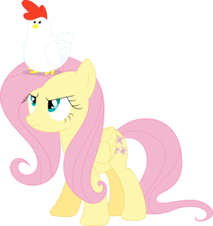 Size: 3332x3548 | Tagged: safe, artist:porygon2z, fluttershy, chicken, g4, animal hat, hat, high res, serious hat, simple background, transparent background, vector