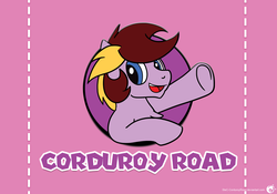 Size: 2571x1800 | Tagged: safe, artist:stec-corduroyroad, oc, oc only, oc:corduroy road, bust, circle, cordy, crossover, font, graphic design, happy, icon, looking at you, open mouth, portrait, purple, smiling, solo, super mario bros., underhoof, waving