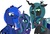 Size: 2047x1376 | Tagged: safe, artist:kindheart525, princess luna, queen chrysalis, oc, oc:firefly, oc:philia agape armet, alicorn, changeling, changeling queen, changepony, hybrid, pony, kindverse, g4, alicorn oc, emo, female, interspecies offspring, magical lesbian spawn, offspring, parent:princess luna, parent:queen chrysalis, parent:shining armor, parents:chrysaluna, parents:shining chrysalis, story included