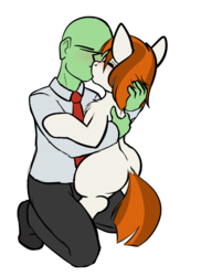 Size: 616x847 | Tagged: safe, artist:duop-qoub, oc, oc only, oc:anon, oc:brave, human, pony, blushing, holding a pony, human male, human male on mare, human on pony action, interspecies, kissing, male, simple background, straight, white background