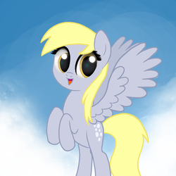 Size: 1500x1500 | Tagged: safe, artist:nimaru, derpy hooves, pegasus, pony, g4, female, mare, open mouth, rearing, solo, spread wings