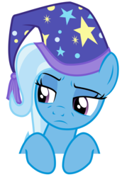Size: 1684x2447 | Tagged: safe, artist:sketchmcreations, trixie, pony, unicorn, g4, annoyed, female, hat, nightcap, simple background, solo, tired, transparent background, trixie's nightcap, vector