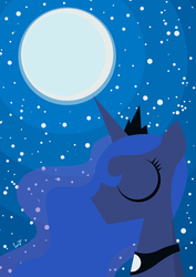 Size: 2480x3508 | Tagged: safe, artist:limejerry, princess luna, alicorn, pony, g4, bust, female, high res, lineless, mare, moon, portrait, solo, vector