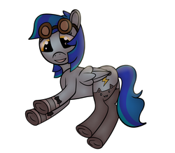 Size: 4000x3500 | Tagged: safe, artist:anonpony1, oc, oc only, oc:stormy skies, pegasus, pony, aviator goggles, base used, cat socks, clothes, goggles, lying down, on side, simple background, socks, solo, white background