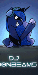 Size: 175x340 | Tagged: safe, artist:anticular, princess luna, alicorn, pony, ask sunshine and moonbeams, g4, animated, cropped, female, gif, headphones, mare, peytral, smiling, solo, sunglasses