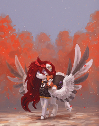 Size: 1565x1993 | Tagged: safe, artist:koviry, oc, oc only, pegasus, pony, clothes, dress, flower, flower in hair, plushie, solo, spread wings