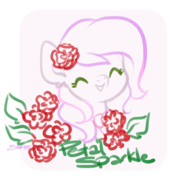 Size: 833x857 | Tagged: safe, artist:coffeecuppup, oc, oc only, oc:petal sparkle, flower, rose, sketch, solo