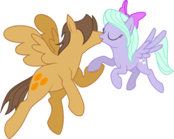 Size: 6000x4765 | Tagged: safe, artist:groxy-cyber-soul, flitter, hoops, pegasus, pony, g4, absurd resolution, duo, eyes closed, female, flitterhoops, flying, holding hooves, kiss on the lips, kissing, male, mare, shipping, simple background, stallion, straight, transparent background