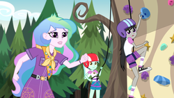 Size: 1920x1080 | Tagged: safe, screencap, lyra heartstrings, octavia melody, princess celestia, principal celestia, equestria girls, g4, my little pony equestria girls: legend of everfree, climbing harness, climbing wall, clothes, converse, rock climbing, shoes, sneakers