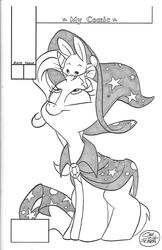 Size: 1937x2985 | Tagged: safe, artist:jay fosgitt, angel bunny, trixie, pony, unicorn, g4, black and white, grayscale, monochrome, smiling, traditional art