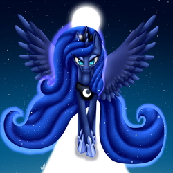 Size: 1000x1000 | Tagged: safe, artist:inspiredpixels, princess luna, alicorn, pony, g4, female, moon, solo, stars