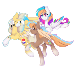 Size: 1920x1692 | Tagged: safe, artist:clefficia, oc, oc only, earth pony, pegasus, pony, feather, female, mare, simple background, transparent background