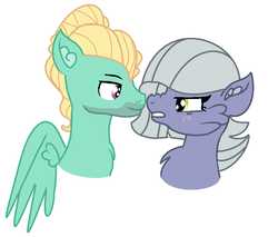 Size: 856x728 | Tagged: safe, artist:moonrockcz, limestone pie, zephyr breeze, pegasus, pony, g4, blushing, bust, chest fluff, crack shipping, duo, ear fluff, female, limetsun pie, looking at each other, male, mare, nose wrinkle, shipping, simple background, stallion, straight, tsundere, white background, zephyrstone