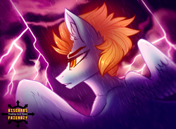 Size: 1847x1357 | Tagged: safe, artist:athenavolantis, lightning dust, g4, female, lightning, sky, solo, storm