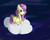 Size: 4619x3726 | Tagged: safe, artist:thedutchbrony, fluttershy, g4, cloud, female, folded wings, lying down, night, prone, smiling, solo