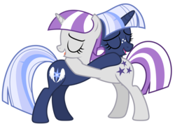 Size: 6002x4256 | Tagged: safe, artist:estories, twilight velvet, oc, oc:silverlay, original species, umbra pony, g4, absurd resolution, cutie mark, hug, simple background, transparent background, vector