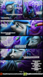 Size: 1200x2114 | Tagged: safe, artist:bonaxor, king sombra, princess luna, pony, comic:corruption, g4, comic, crying, dark magic, magic, sharp teeth, teeth