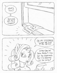 Size: 849x1100 | Tagged: safe, artist:circe, artist:steve budzinski, rarity, anthro, comic:soreloser, g4, black and white, grayscale, monochrome, spa, traditional art