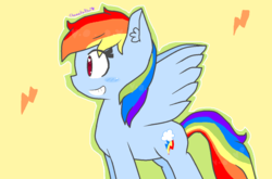 Size: 1212x800 | Tagged: safe, artist:chametzkiwi, rainbow dash, g4, female, grin, smiling, solo