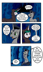 Size: 3000x5000 | Tagged: safe, artist:astroanimations, king sombra, princess celestia, comic:celestia's yearning, g4, cave, cloak, clothes, comic, male, reformed sombra, ship:celestibra, shipping, straight