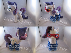 Size: 1597x1199 | Tagged: safe, artist:little-broy-peep, rarity, g4, clothes, glasses, irl, photo, plushie, socks, solo, striped socks