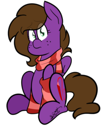Size: 2337x2876 | Tagged: safe, artist:befishproductions, oc, oc only, oc:befish, clothes, freckles, high res, scarf, signature, simple background, socks, solo, striped socks, transparent background