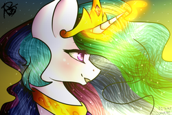 Size: 1024x683 | Tagged: safe, artist:fizzy2014, artist:prettyshinegp, princess celestia, g4, bust, female, magic, portrait, solo