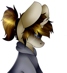 Size: 1024x1126 | Tagged: safe, artist:fizzy2014, oc, oc only, earth pony, pony, clothes, crying, hoodie, impossibly large ears, simple background, solo, transparent background
