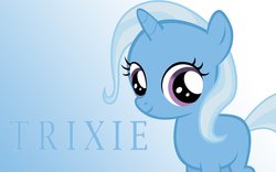 Size: 1920x1200 | Tagged: safe, trixie, pony, unicorn, g4, cute, female, filly, gradient background, looking at you, smiling, solo, younger