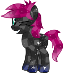 Size: 3000x3470 | Tagged: safe, artist:uponia, oc, oc only, oc:lovely night, crystal pony, pony, crystallized, high res, one eye closed, simple background, smiling, solo, sparkles, transparent background, vector, wink