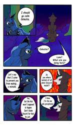 Size: 3000x5000 | Tagged: safe, artist:astroanimations, princess celestia, princess luna, comic:celestia's yearning, g4, angry, cloak, clothes, comic