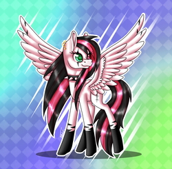 Size: 949x937 | Tagged: safe, artist:inspiredpixels, oc, oc only, oc:emala jiss, pegasus, pony, female, heterochromia, mare, solo, spread wings