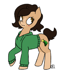 Size: 1280x1472 | Tagged: safe, artist:estrill, oc, oc only, oc:cookiebutt, earth pony, pony, clothes, female, hoodie, mare, raised hoof, simple background, solo, white background