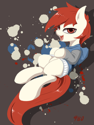 Size: 750x1000 | Tagged: safe, artist:l8lhh8086, oc, oc only, earth pony, pony, clothes, female, hoodie, mare, solo