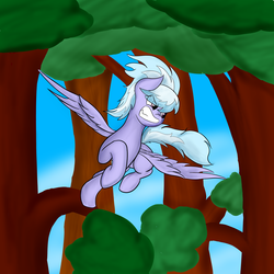 Size: 3000x3000 | Tagged: safe, artist:sneopony, cloudchaser, g4, female, flying, forest, gritted teeth, high res, solo