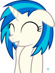 Size: 1584x2110 | Tagged: safe, artist:arifproject, dj pon-3, vinyl scratch, pony, unicorn, g4, arif's angry pone, eyes closed, female, floppy ears, grin, happy, horn, mare, simple background, smiling, solo, teeth, transparent background, vector