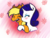 Size: 800x600 | Tagged: safe, artist:spurrinkles, applejack, rarity, g4, blushing, cheek kiss, cute, eyes closed, female, flower, hug, kissing, kissy face, lesbian, open mouth, ship:rarijack, shipping, simple background, smiling