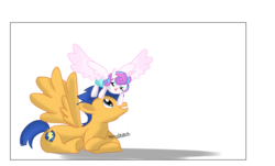 Size: 3620x2188 | Tagged: safe, artist:organizednubmarilyn, flash sentry, princess flurry heart, alicorn, pegasus, pony, g4, baby, baby pony, backwards cutie mark, cute, diaper, diasentres, duo, equestria's best uncle, female, filly, flurry heart riding flash sentry, flurrybetes, high res, hnnng, looking at each other, looking up, male, organizednubmarilyn is trying to murder us, ponies riding ponies, pony hat, precious, prone, riding, signature, simple background, smiling, spread wings, stallion, tongue out, transparent background, uncle and niece, uncle flash, underhoof, weapons-grade cute, wholesome