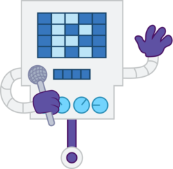 Size: 1194x1164 | Tagged: safe, artist:dalekolt, rarity, robot, g4, ambiguous gender, mettaton, microphone, recolor, simple background, solo, transparent background, undertale, waving