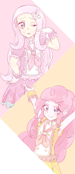 Size: 377x873 | Tagged: safe, artist:nemucure, fluttershy, pinkie pie, equestria girls, g4, clothes, dress, female, solo