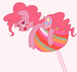 Size: 2681x2515 | Tagged: safe, anonymous artist, pinkie pie, g4, blush sticker, blushing, candy, eyebrows, female, food, happy, high res, lollipop, solo, tiny ponies