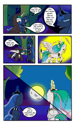 Size: 3000x5000 | Tagged: safe, artist:astroanimations, princess celestia, princess luna, comic:celestia's yearning, g4, cloak, clothes, comic, moon, sun