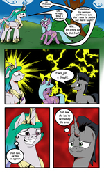 Size: 3000x5000 | Tagged: safe, artist:astroanimations, idw, king sombra, princess celestia, radiant hope, alicorn, crystal pony, pony, unicorn, comic:celestia's yearning, g4, comic, fake smile, high res, male, reformed sombra, ship:celestibra, ship:hopebra, shipping, smiling, straight, wavy mouth