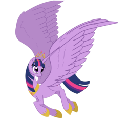 Size: 8000x7500 | Tagged: dead source, safe, artist:digitalwolfy, twilight sparkle, alicorn, pony, g4, absurd resolution, crown, female, flying, jewelry, large wings, mare, princess shoes, regalia, simple background, solo, spread wings, transparent background, twilight sparkle (alicorn), vector, wings