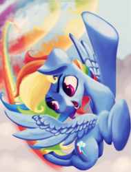 Size: 1772x2331 | Tagged: safe, artist:thegraid, rainbow dash, g4, female, flying, solo, sonic rainboom