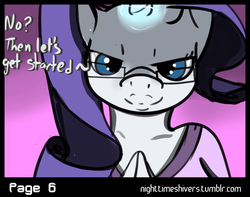 Size: 1584x1248 | Tagged: safe, artist:simplyshivers, rarity, anthro, comic:rarity's secret fitting party, g4, comic, female, glasses, solo